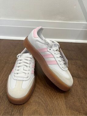 NEW adidas Sambae White / Clear Pink - Gold Metallic US 5